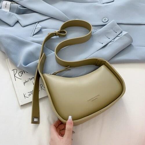 PU Leather Baguette Shoulder Bag for Women 2021 New Fashion Casual Zipper Luxury Designer Lady Messenger Crossbody Bags Handbags