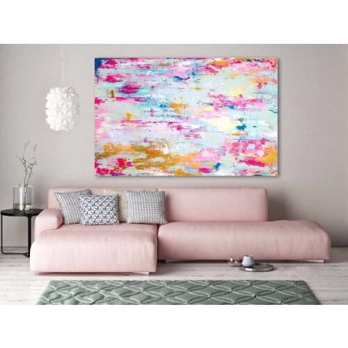 Handmade thick knife abstract high quality oil painting Pink Gold Gold dream abstract on Canvas Painting Decor Oil Painting art