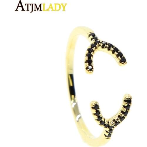 Anillos Top Fashion Real 2020 Wholesale Cheap Dainty Jewelry Double Y Adjust Shaped Ring Cz Opening Rings For Women Party Club