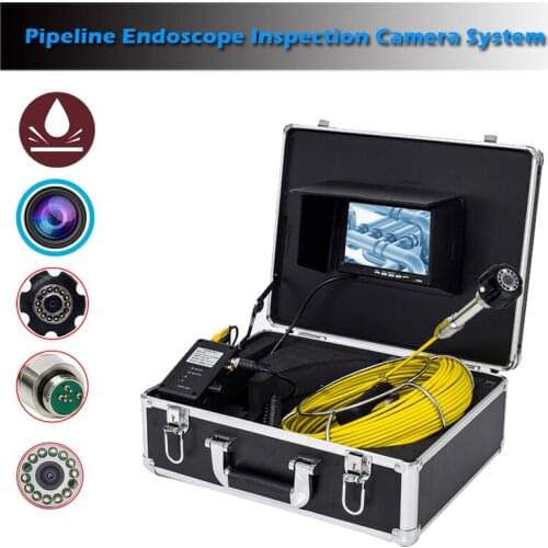 Waterproof HD CMOS 1000TVL Camera 23mm 20m/30m/40m/50m 7inch Pipeline Endoscope Inspection Camera System DVR With 8GB Card
