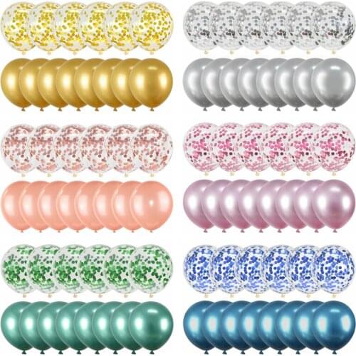20pcs/lot 12inch Metallic Balloon With Confetti Latex Balloons for Wedding Birthday Party Globos Decoration Baby Shower Supplies