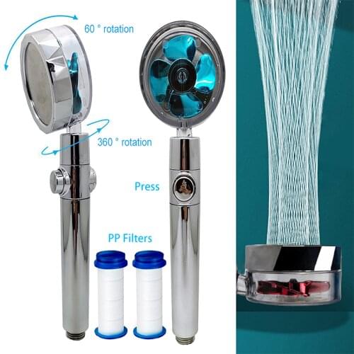 360 Degrees Rotating Shower Head Water Saving Shower Head with Spinning Windmill High Pressure Spray Nozzle Bathroom Accessories