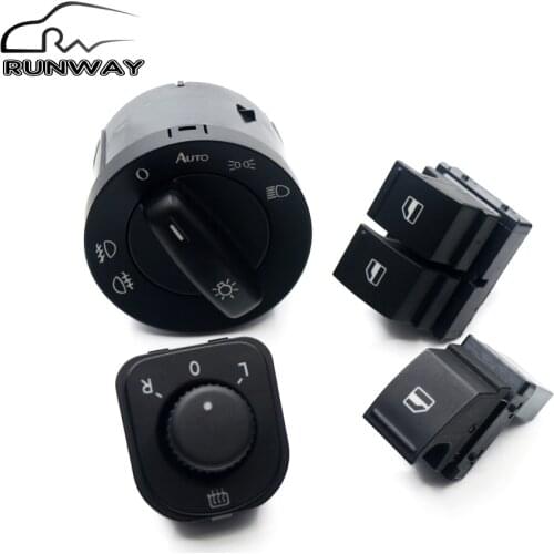 High Quality !New Headlight W/AUTO Mirror Window Control Switch Button 4PCS/ KIT for VW Caddy Jetta Golf 5 MK5 V Puls Passat B6