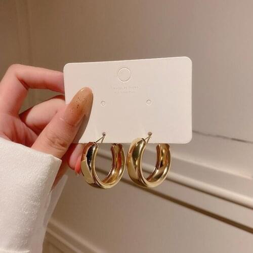 Simple Chain Earrings Ring Gold Color Metal Round Hoop Earrings Fashion Circle Hoops Statement Earrings for Women Party Jewery