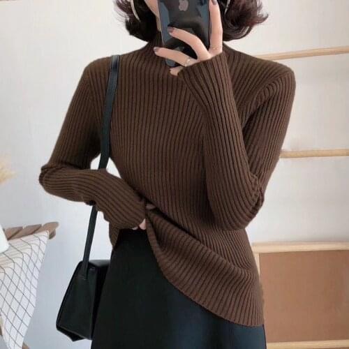 Yvlvol Women Sweater warm Pullovers Autumn Winter Sweaters New 2021 long sleeve Thick Warm Female Sweater Khaki