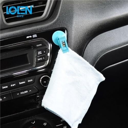 1Pair Plastic Car Window Glass Hanger With Suction Cap Mount Holder For Towel Ticket Card Sunshade Accessories White Blue Black