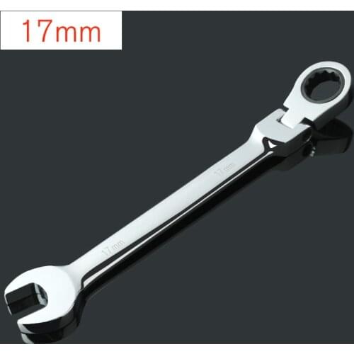 1pcs 17mm Wrench Keys Set Chrome Vanadium Ratchet Flexible Wrench Geared Spanner Set Open End Torque Ring Flexible Gear Ratchet