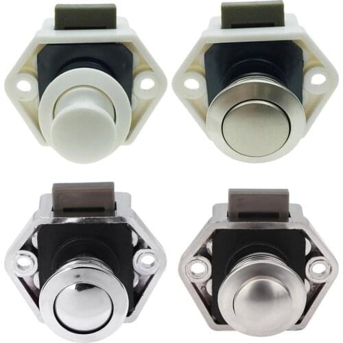 1PC Mini Push Lock Button Catch Lock Cupboard Door Knob Camper Caravan Motorhome RV Cabinet Drawer Push Latch Lock Hardware