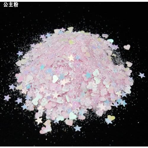 1 Bag 50g Love Heart/Star Design Nail Glitter Flake Nail Sequins Paillette Chameleon Nail Flakes Nail Glitter Laser Sequins MD1