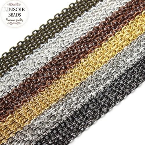 10m/lot 2*3/3*4/3.5*4.5mm Necklace Chains Bulk For Jewelry Making Diy Gold/Silver Color Metal Iron Open Link Ball Chain F712