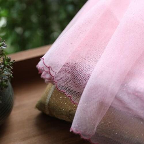 10meters Pink Yellow Bling Bling Lace Trim Tape Embroidered Ribbon DIY For Sewing Dress Decor Textile 19cm Wide Trimmings