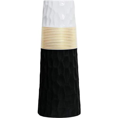 11 Inch Black White Gold Finish Ceramic Flower Vase Home Decor Vase and Table Centerpieces Vase - perfect Gifts