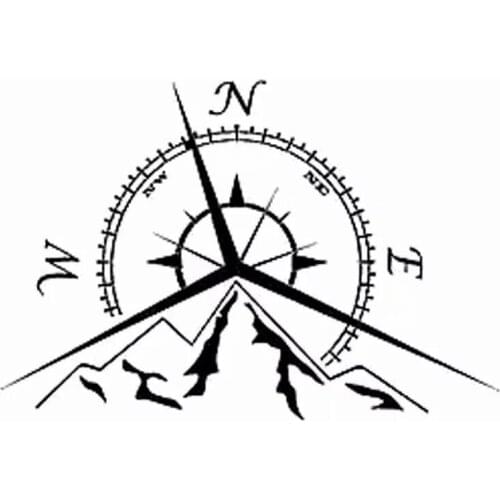 13.7*9.4CM Fashion Mountains Compass Decal Nautical Compass Navigate Reflective Car Sticker
