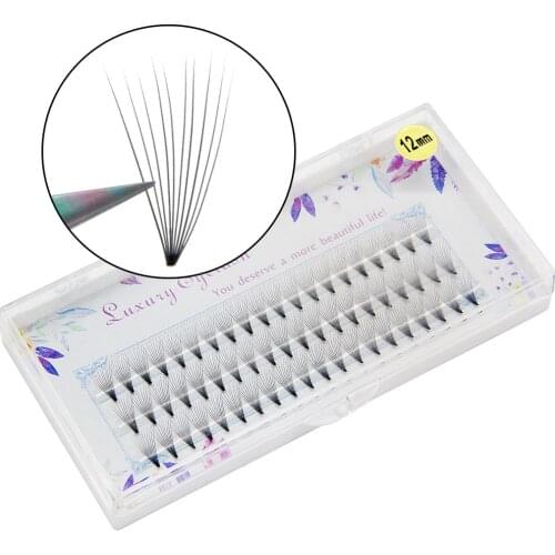 60pcs Professional Makeup Individual Cluster EyeLashes Grafting Fake False Eyelash Extension Bunche 10D Pre-fanned Knot Free
