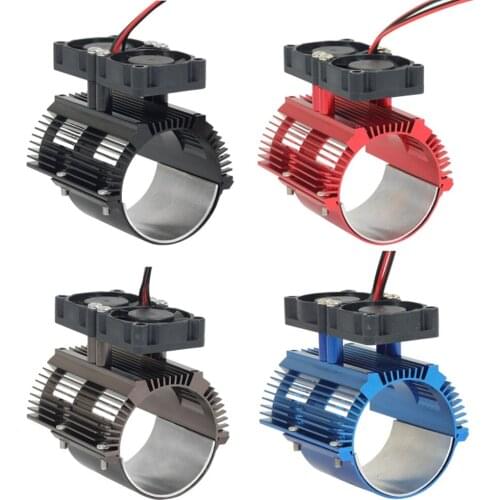 Black/Blue/Red/Titanium Optional 1/8 Double Fan Twin Cooling Radiator For E-REVO 41-43mm Engine 1/10 SUMMIT Motor Heatsink Parts