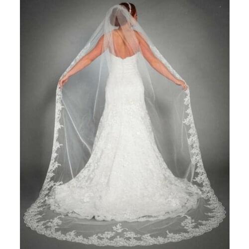 Cathedral Bridal Wedding Veil Long 3M White Lace Headpieces with Edge 2022