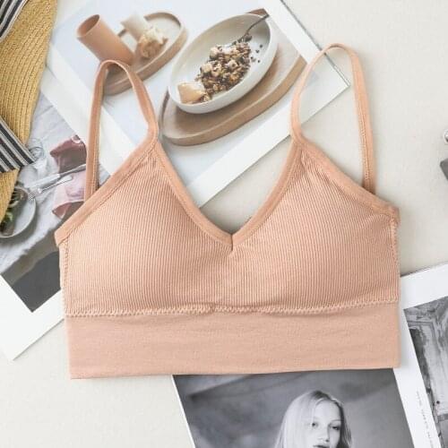 Women Tank Crop Top Push Up Bra Female Seamless Underwear Sexy Lingerie Low Back Bralette Camis