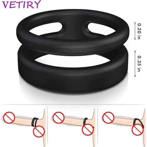 VETIRY Penis Erection Rings Delaying Ejaculation Cock Rings Penis Enlargement Sex Toys for Men Scrotum Bind Dual Ring Silicone