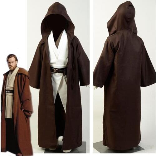 Star Jedi Obi Wan Kenobi Cosplay Costume Uniform Outfit Suit Kids Child Ver Halloween Carnival full set