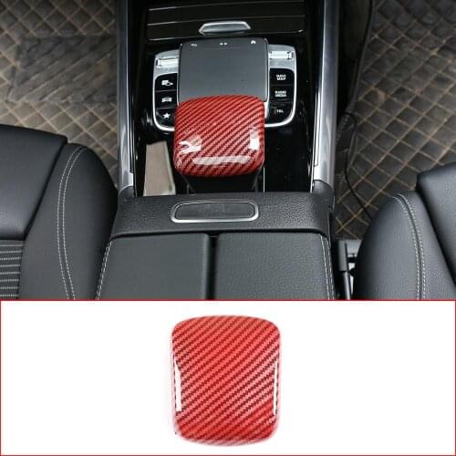 ABS Red Carbon Fiber Central Control Armrest Decorative Cover Trim Car Accessories For Mercedes Benz B GLB Class W247 X247 2020