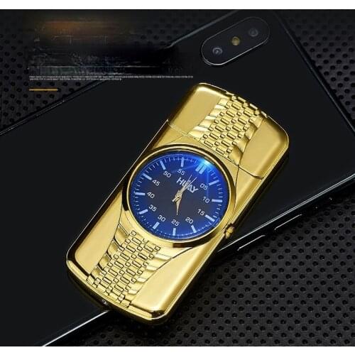 Colorful Clock Cigarette Lighter Personality Creative USB Charging Lighter Watch Gadgets for Men Regalos Para Hombre Originales