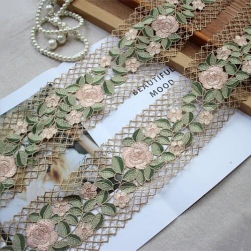 3yards/lot Craft Water Soluble Embroidery Lace Trim in Light Pink+Light Green+Green+Khaki ,Venise LaceTrim