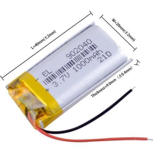 902040 3.7V 1000mAh Lithium Polymer LiPo Rechargeable Battery For Mp3 PAD DVD E-book bluetooth speaker LED light