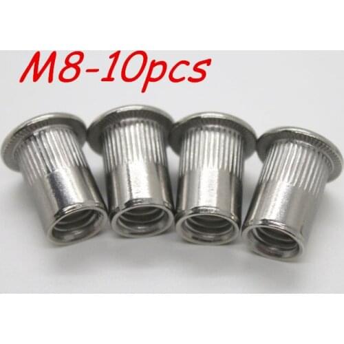 M8 Metric thread 304 Stainless Steel Rivet Nut Rivnut Inserts Nut 10Pcs/Lot Free Shipping