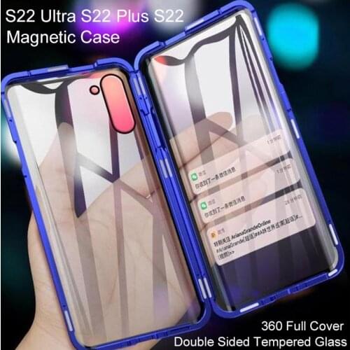 360 Full Magnetic Case For Samsung Galaxy Note 20 Ultra S20FE S10 5G S20 Plus A51 A71 A90 A50 A70 A80 Metal Bumper S9 Glass Case