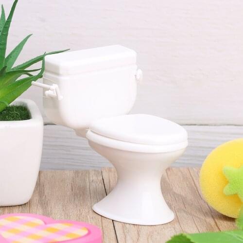 White Mini House Decoration Toys Bathroom Ornament Miniature Toilet Doll Accessories Dollhouse Furniture Display Model