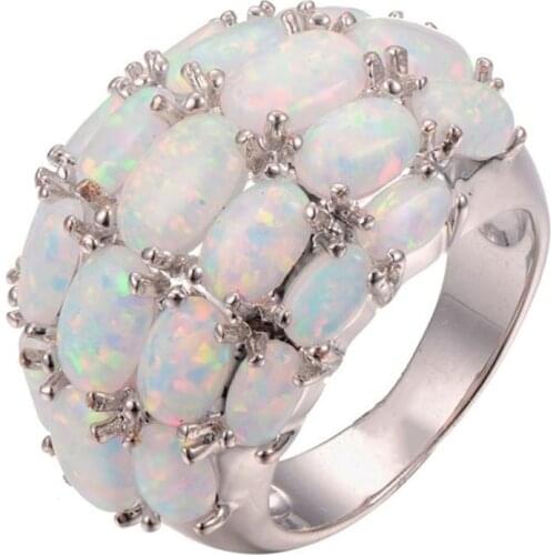 Fashion Boho Multi Oval Zircon Anniversary Rings Trendy Silver Color Wedding Rings For Women Engagement Band Jewelry D5M341