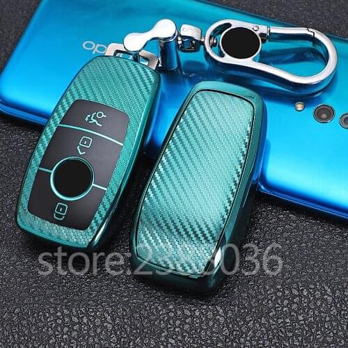 Soft TPU Carbon Fiber Pattern Key Case Cover Fits For Mercedes-Benz W213 E-Class S-Class C-Class Smart Key Full Cover Protective
