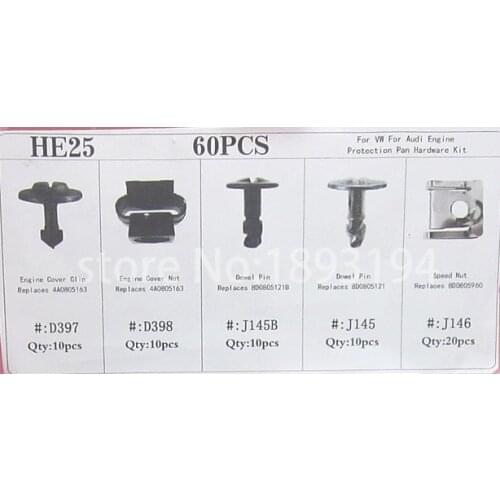 60pcs Engine Protection Pan Hardware Kit Pin Clip Nut For A4 A6 For Passat Replaces 4A0805121,4A0805163,8D0805121B, 8D0805121