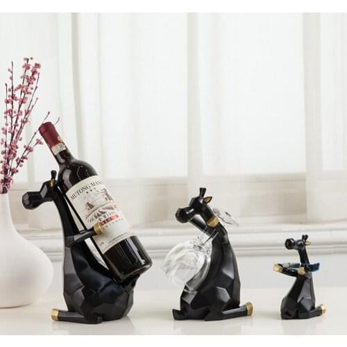 Resin Set of 3 Deer Wine Rack Sculpture Modern Art Home Decor Table Bar Wine Cabinet Modern Statues for Decoration Accessories