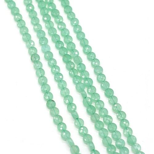 Natural Semi-Precious Stones Beaded 6mm Oblate Green Aventurine Faceted Beads for Charm Jewelry Making DIY Trendy Bracelet Gift