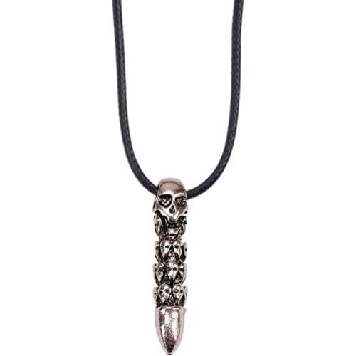 2020 New Bullet Skull Necklace Pendant Fashion Men And Women Alloy Jewelry Goth Punk Retro Trend T-shirt Long Chain Jewelry Gift