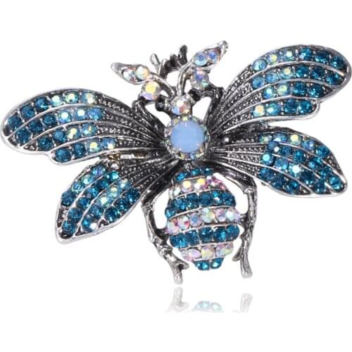 New Insect Bee Brooch Fashion Rhinestone Crystal Corsage Suit Shirt Collar Pins Party Casual Lapel Pins for Women Men Jewelry