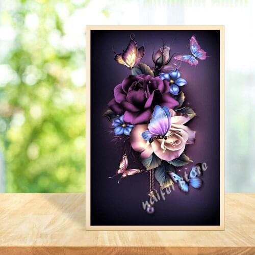 Flower Butterfly Diamond Embroidery Full Square Drill 5d Diy Diamond Painting Flowers Picture Rhinestones Diy Handmade Hobby