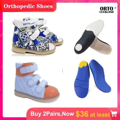 Ortoluckland Children Orthopedic Shoes Boys Adjustable Strap Corrective Casual Sandals with Ankle Support Care For Kids Girls