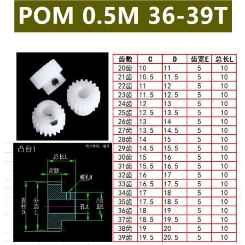 Pom 0.5 mold 36Teeth 37Teeth 38Teeth 39 teeth plastic super steel seigang small modulus cylindrical gears