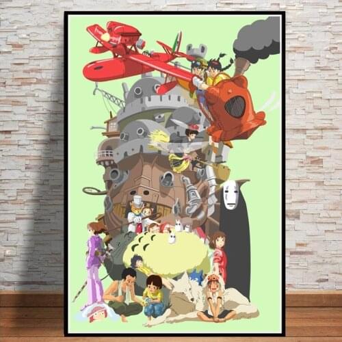 Picture poster studio Ghibli pays tribute to pictures of Japanese moving cartoon painting art canvas wall for home decor