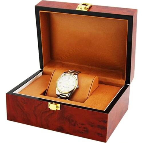 Luxury Cushion Interior Wooden Lock Clasp Solid Metal Jewelry Watch Storage Display Box Showcase Mens Gift 18.5x13.5x8.5cm