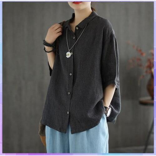 Chemisier Femme Womens Tops Fashion Summer Cotton And Linen Half Sleeve Oversized T-shirt Woman Clothes Plus Size Tshirt Blusas