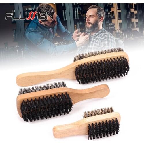 Plussign S M L Size Wood Handle Boar Bristle Cleaning Brush For Salon Barber Wooden Hair Brush Blowing Comb For Long Hair