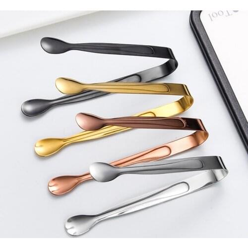 Stainless Steel Ice Tongs Gold Sugar Ice Cube Tongs Mini Metal Kitchen Food Serving Tongs Clip Tea Party Bar Kitchen Accessories