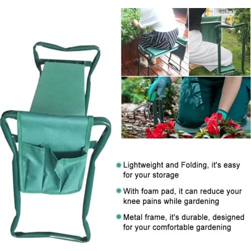 1kit Folding Garden Kneeling Steel Chair+Tool Bag Lightweight Multi-functional Seat Kneel foam Pad Bearing 150kg Grass Yard tool