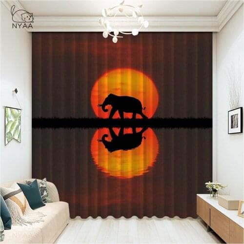 Elephant With Floral Ornament Accessories Curtains French Window Curtains Girl Living Room Rope Bed Curtain Micro Shading