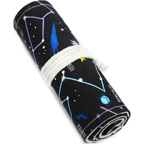 Stylish 72 Slots Colored Pencil Wrap Pencils Roll Coloring Pencil Roll Organizer Stationery Pouch for student Artist