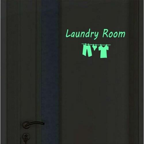 Glowing Laundry Room Signs Stickers Luminous Wall Sticker Home Decor Personalized Wall Art Wallpaper Door DIY Fluorescent Poster