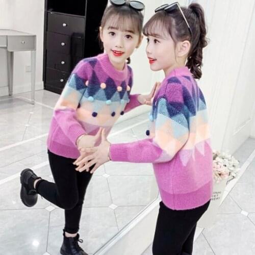 Girls Sweater Kids Coat Outwear 2021 New Arrive Plus Velvet Thicken Warm Winter Autumn Knitting Tops Cotton Fleece Childrens Cl